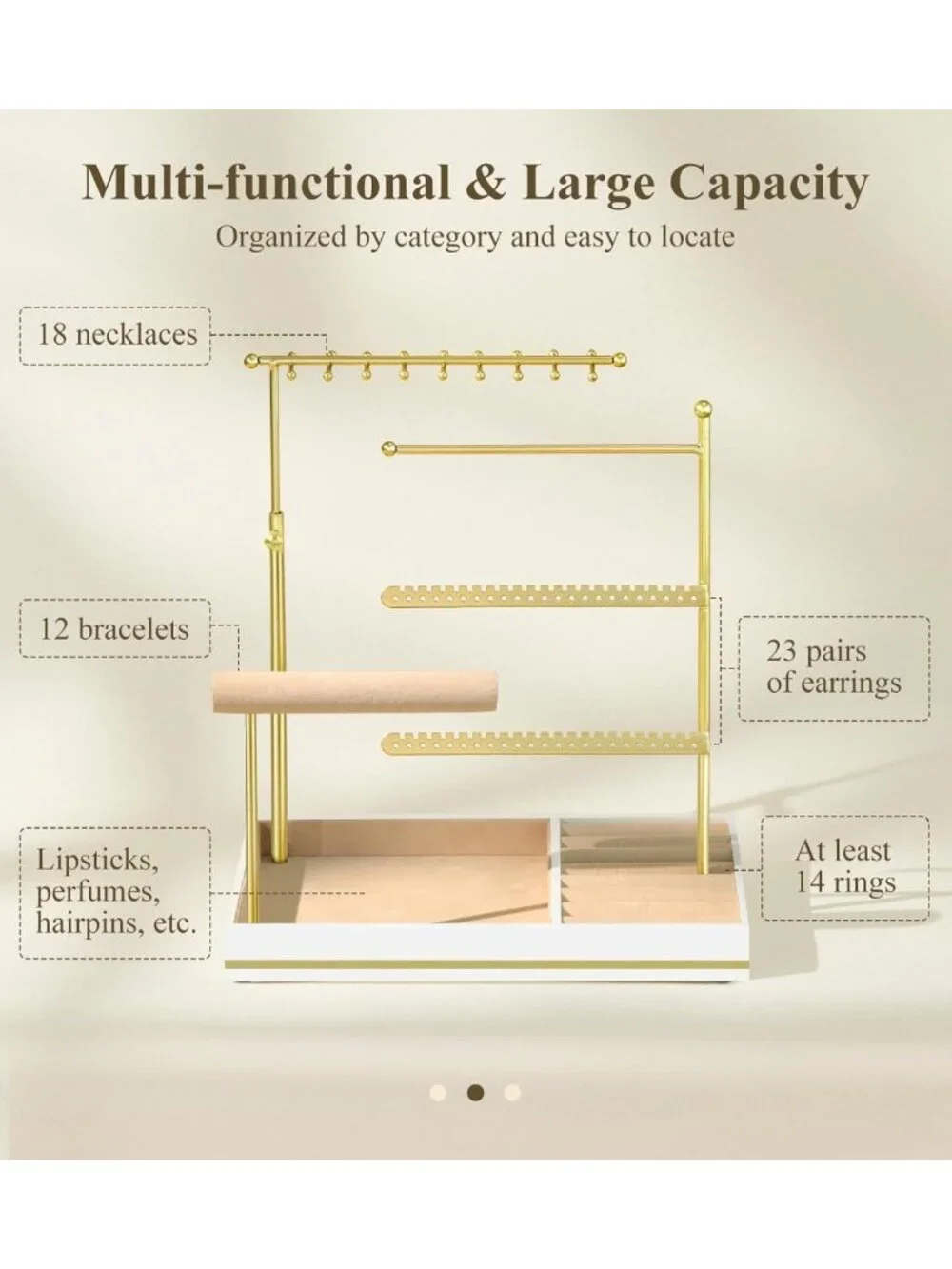 5-Tier Jewelry Organizer Necklace Holder - Elegant Storage for Necklaces